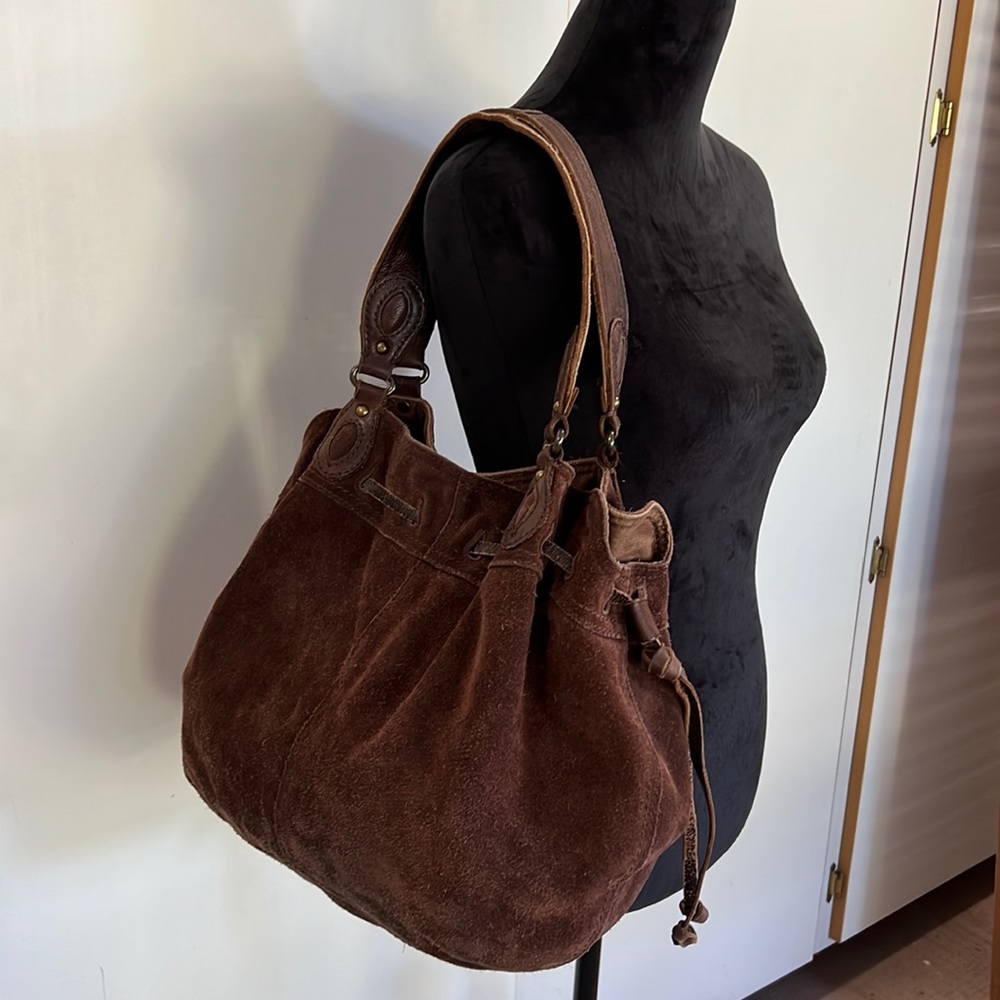 VTG-LUCKY BRAND-Brown Suede Hobo bag Slouchy